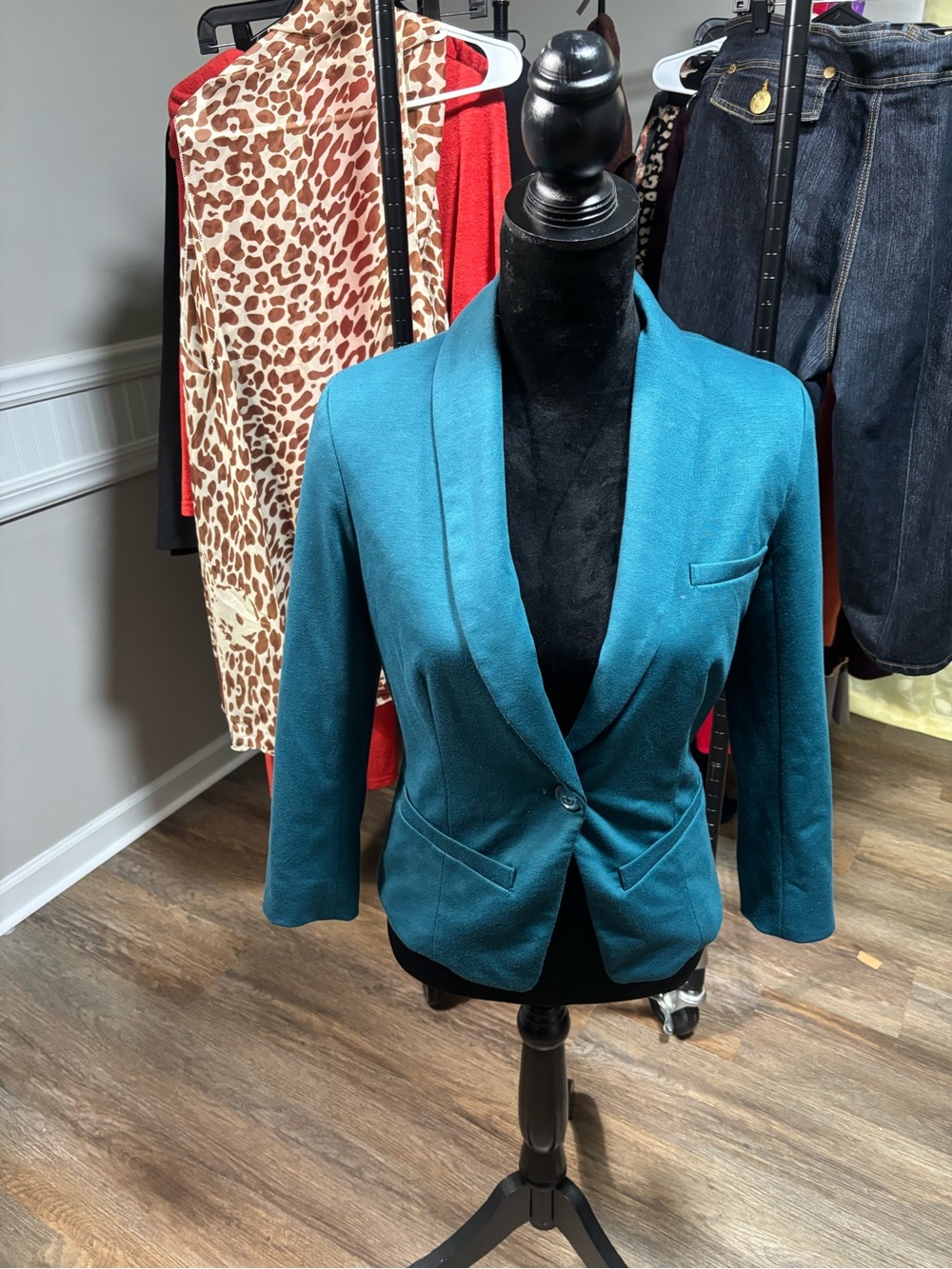 Mossimo Supply Co. Teal Shawl Collar Single-Button Blazer